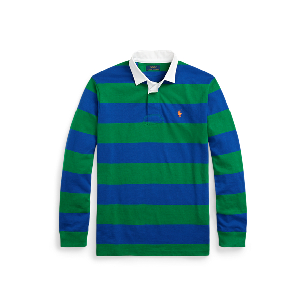 Sapphire Star/Green Classic Fit Striped Jersey Rugby Shirt Polo Ralph Lauren 2