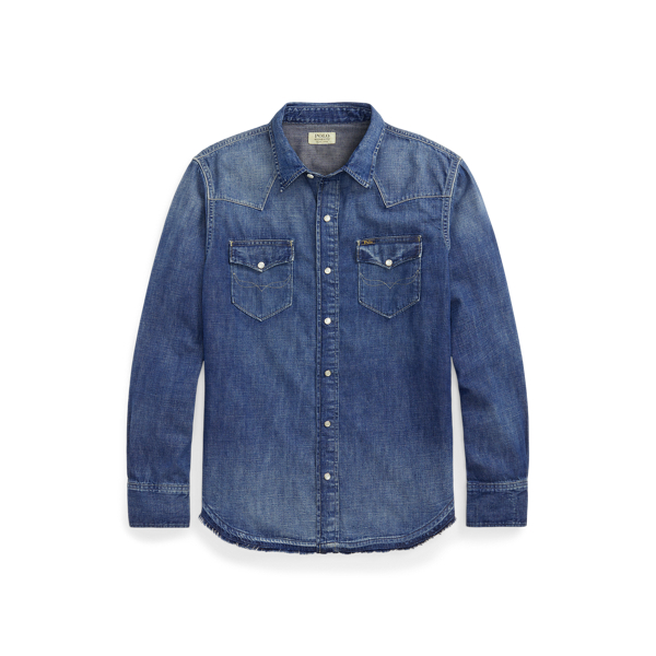Denim westernoverhemd met gerafelde zoom Polo Ralph Lauren in 1