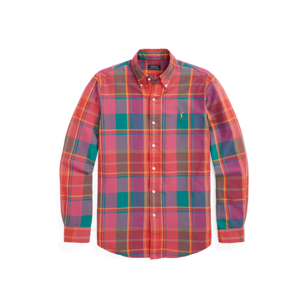 Pink Orange Multi Classic Fit Plaid Oxford Shirt Polo Ralph Lauren 2