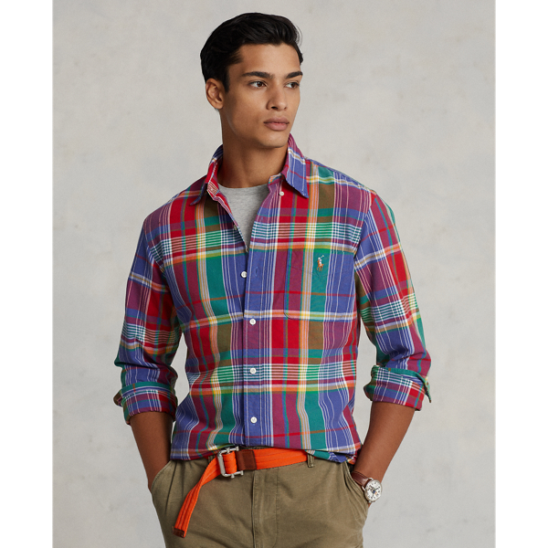 Red/Blue Multi Classic Fit Plaid Oxford Shirt Polo Ralph Lauren 1