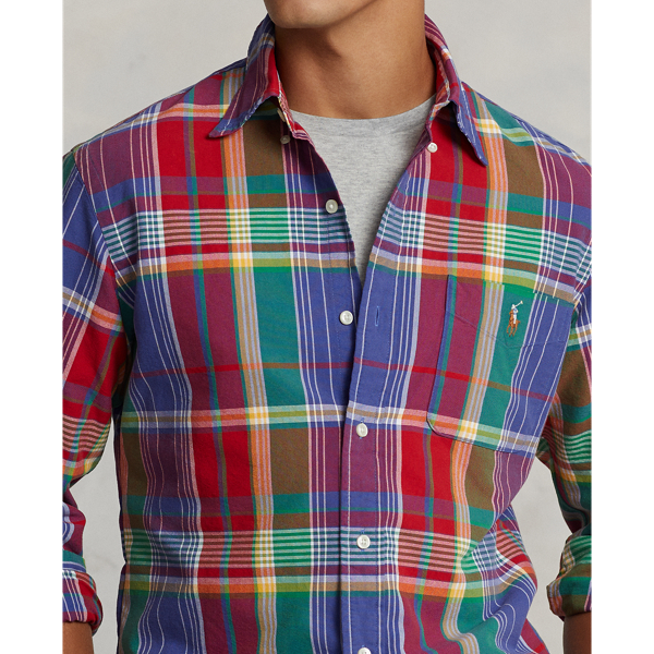 Red/Blue Multi Classic Fit Plaid Oxford Shirt Polo Ralph Lauren 6