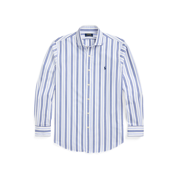White/Blue Multi Classic Fit Striped Stretch Poplin Shirt Polo Ralph Lauren 2