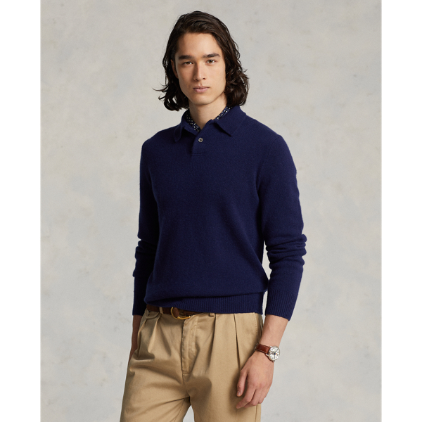 Bright Navy Cashmere Polo-Collar Sweater  Polo Ralph Lauren 1