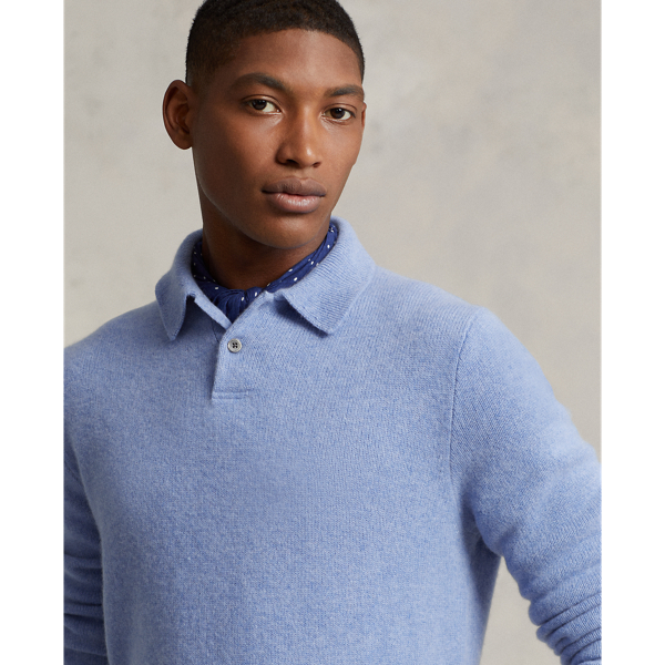Soft Royal Heather Cashmere Polo-Collar Sweater Polo Ralph Lauren 6