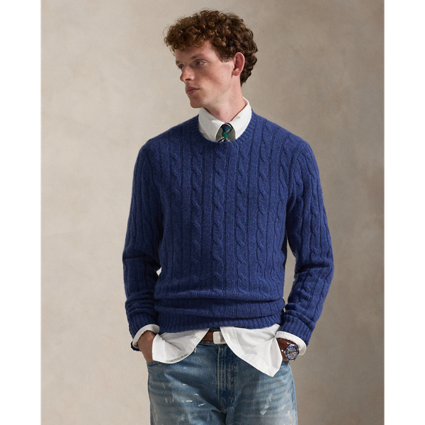 Rustic Navy Heather The Iconic Cable-Knit Cashmere Sweater Polo Ralph Lauren 4