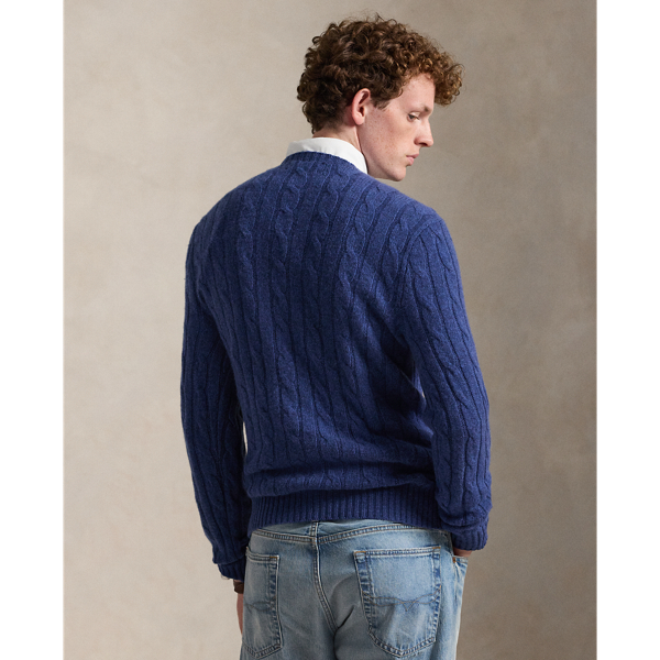 Rustic Navy Heather The Iconic Cable-Knit Cashmere Sweater Polo Ralph Lauren 5