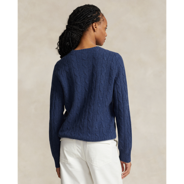 Rustic Navy Heather The Iconic Cable-Knit Cashmere Sweater Polo Ralph Lauren 7