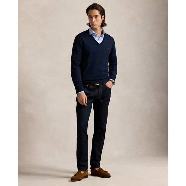 (取寄) ラルフローレン メンズ コットン V-ネック セーター Polo Ralph Lauren men Cotton V-Neck Sweater Hunter Navy Cotton V-Neck Sweater | Ralph Lauren