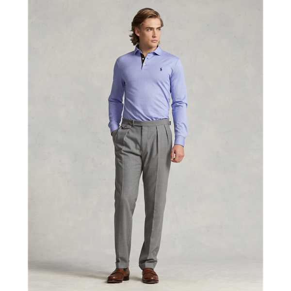 Blue Custom Slim Fit Herringbone Polo Shirt Polo Ralph Lauren 4