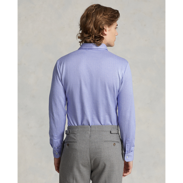 Blue Custom Slim Fit Herringbone Polo Shirt Polo Ralph Lauren 5