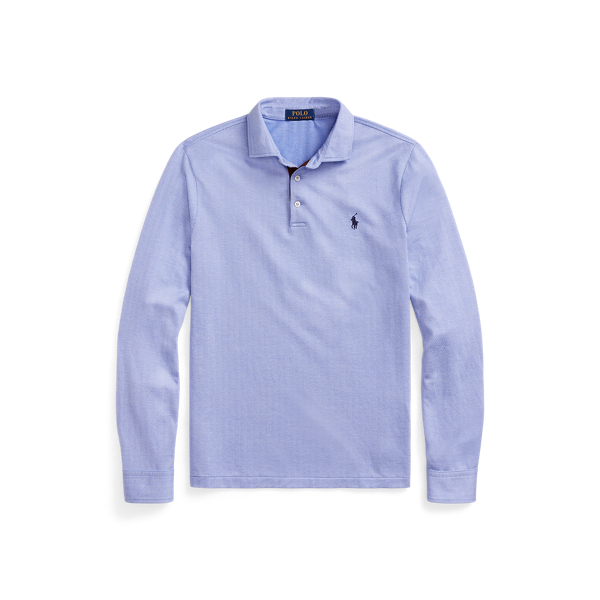 Blue Custom Slim Fit Herringbone Polo Shirt Polo Ralph Lauren 2