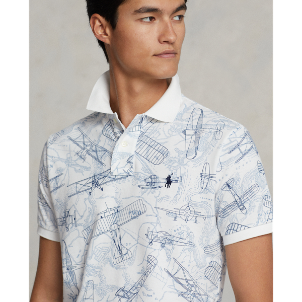 White Classic Fit Aviation Mesh Polo Shirt Polo Ralph Lauren 6