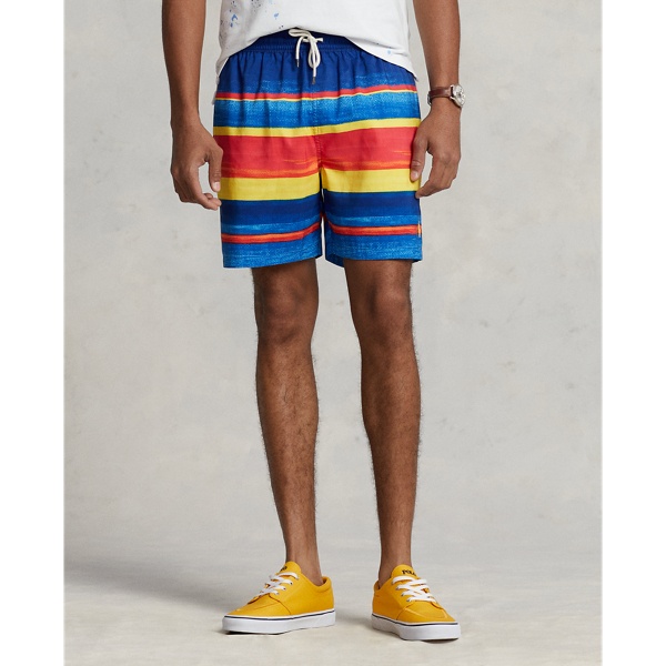 Blue/Yellow Stripe 5.75-Inch Traveler Classic Swim Trunk Polo Ralph Lauren 4