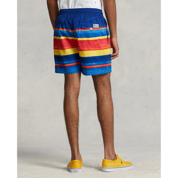 Blue/Yellow Stripe 5.75-Inch Traveler Classic Swim Trunk Polo Ralph Lauren 5