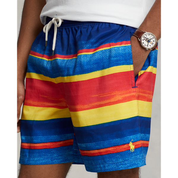 Blue/Yellow Stripe 5.75-Inch Traveler Classic Swim Trunk Polo Ralph Lauren 6