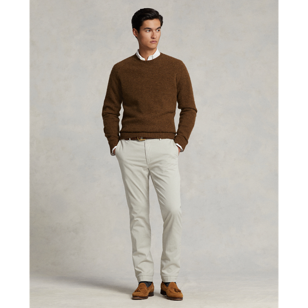 Shetland Brown Heather Suede-Patch Wool Crewneck Sweater Polo Ralph Lauren 4