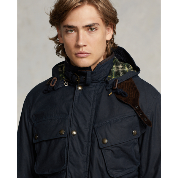 Collection Navy Oilcloth Hooded Biker Jacket Polo Ralph Lauren 6