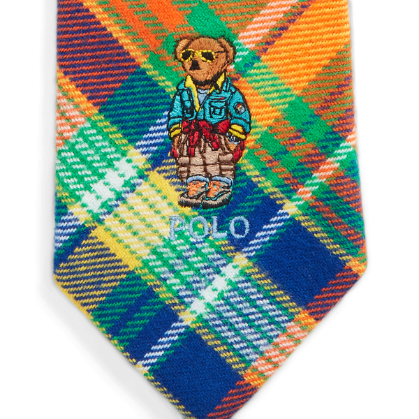 Orange/Royal Multi Polo Bear Plaid Flannel Tie Polo Ralph Lauren 4
