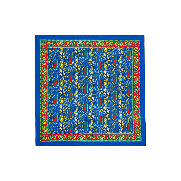 Blue Multi Paisley Wool-Silk Bandanna Polo Ralph Lauren 2
