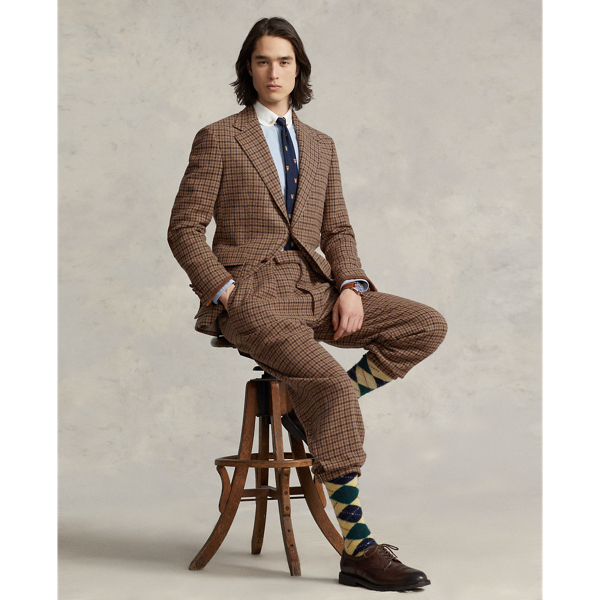 Brown/Tan The RL67 Plaid Wool Jacket Polo Ralph Lauren 9