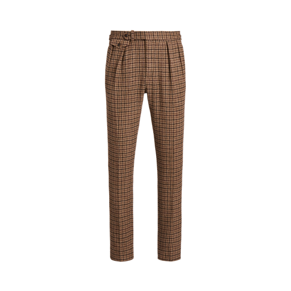 Geruite wollen broek met plooien