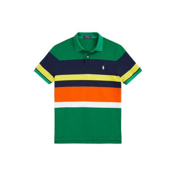 Custom Slim Fit Striped Mesh Polo Shirt Polo Ralph Lauren 1
