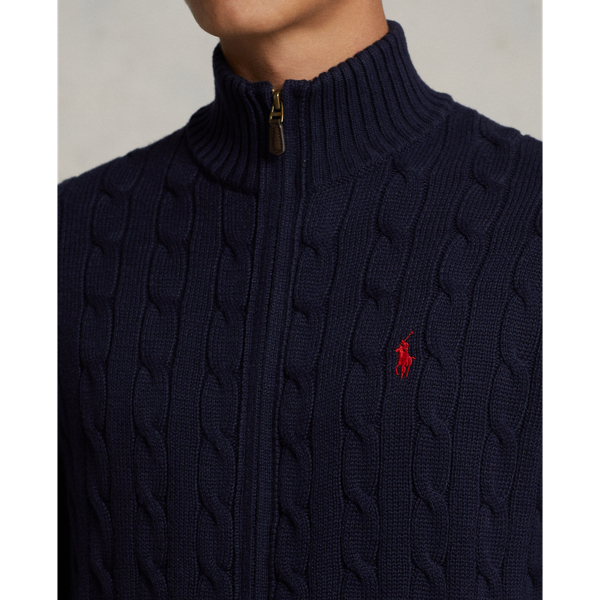 Cable Knit Cotton Full Zip Jumper