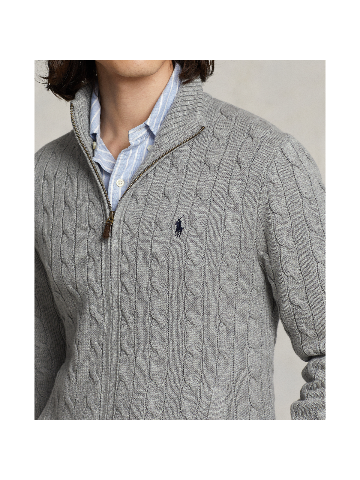 Ralph Lauren Cable-Knit Cotton Full-Zip Sweater — фото 3