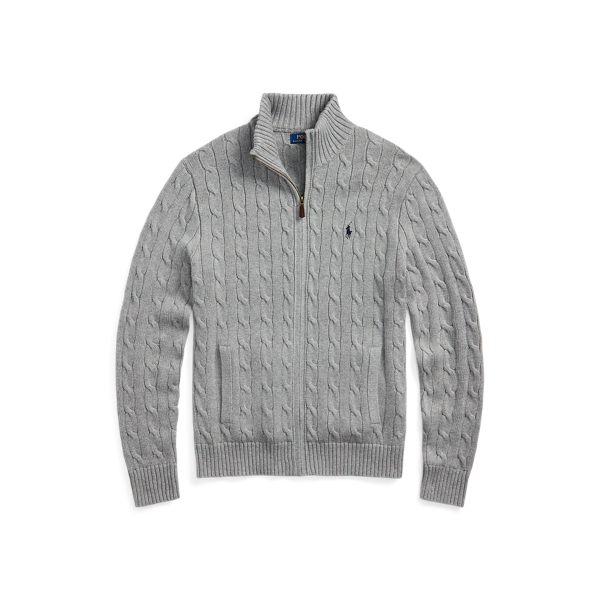 Cable Knit Cotton Full Zip Jumper