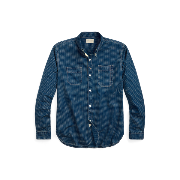 Chemise workwear &agrave; pois indigo RRL en 1