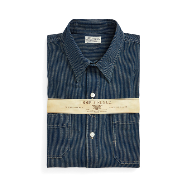 Striped Indigo Woven Workshirt RRL 1
