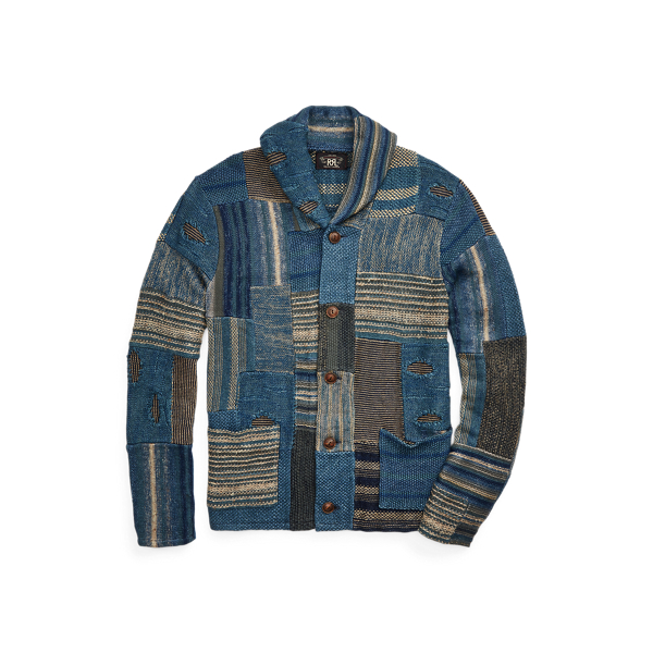 Cardigan motif patchwork en lin m&eacute;lang&eacute; RRL en 1