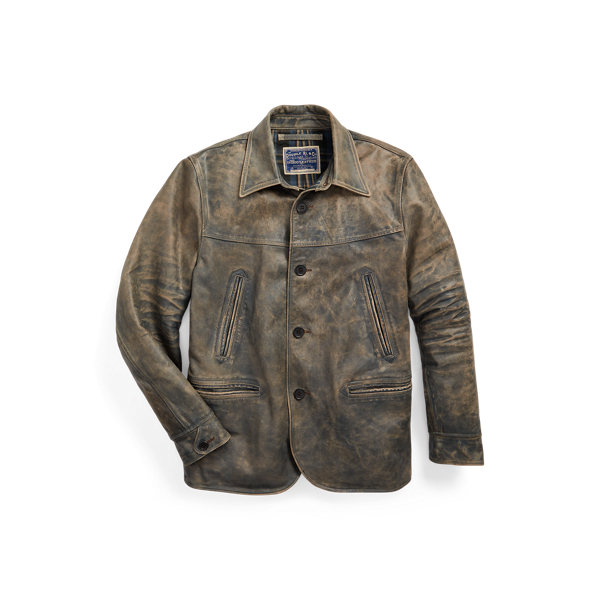 ジャケット・アウター RRL INDIGO LEATHER CAR COAT RRL Indigo Leather Car Coat