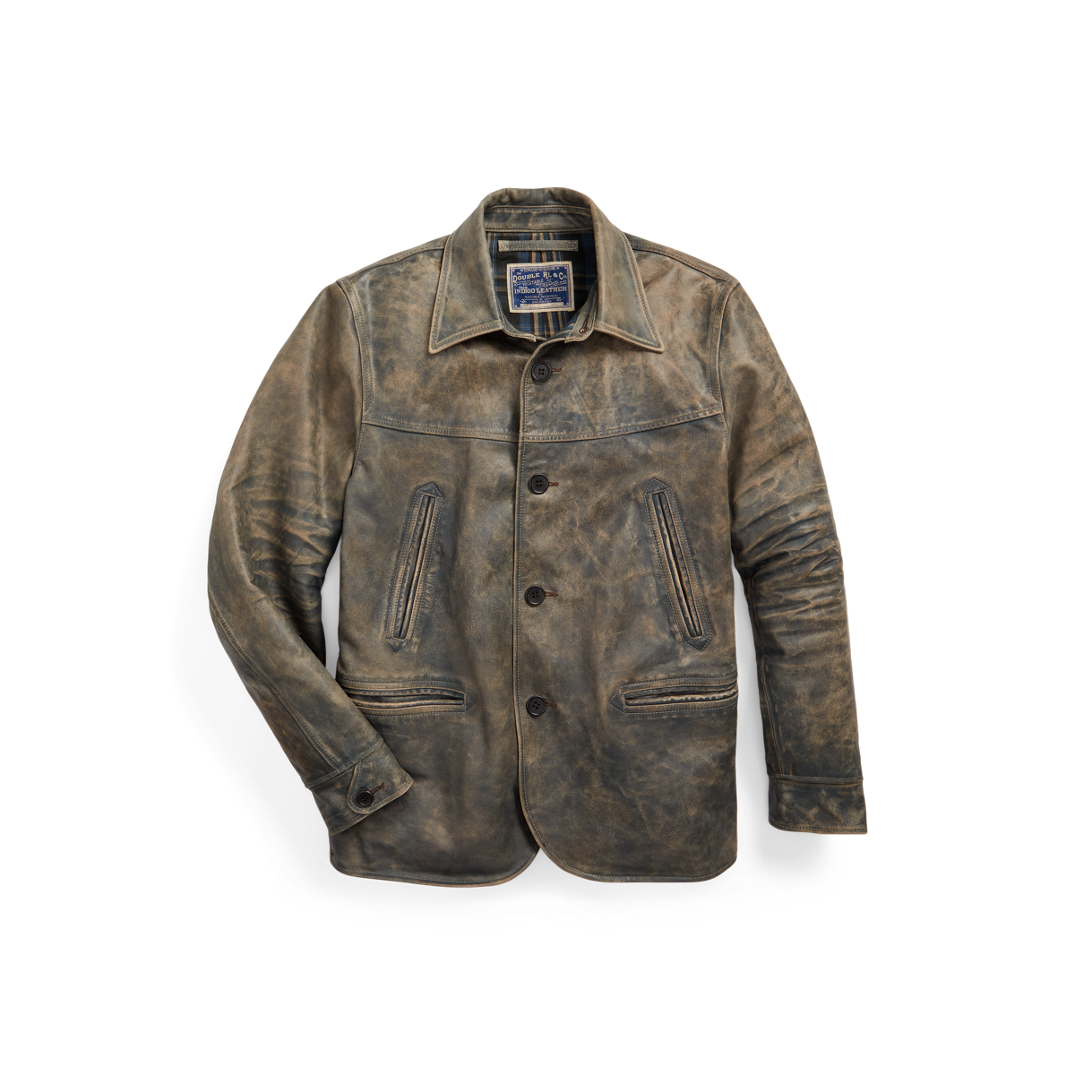 Rrl indigo leather jacket top