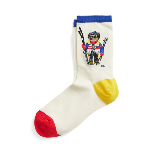 Colour-Blocked Polo Bear Crew Socks