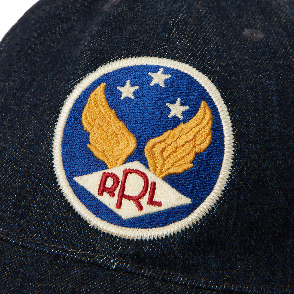 Denim-Baseballkappe mit Flügellogo