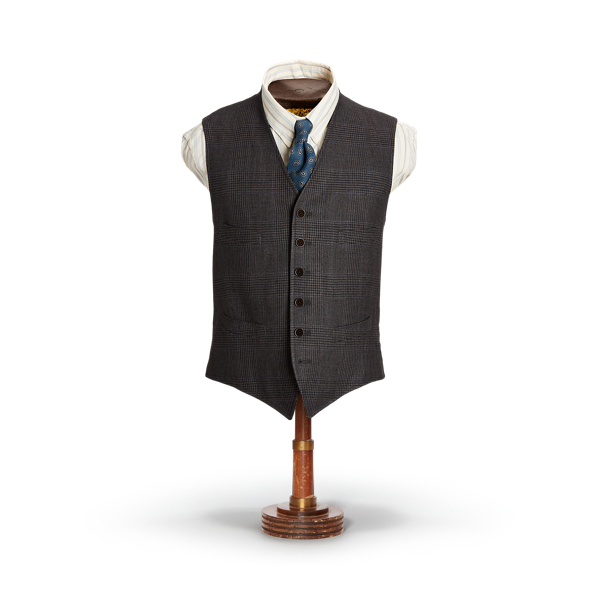 Karierte Weste aus Seide und Leinen RRL in 1