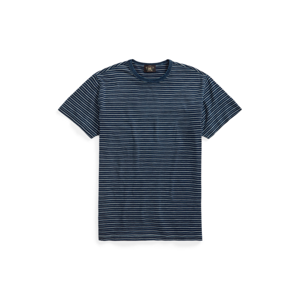 Indigo Multi Indigo Striped Jacquard T-Shirt RRL 1