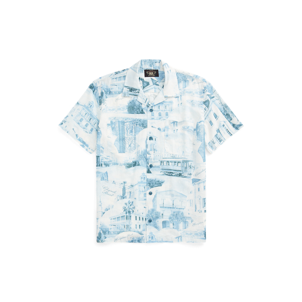 Camisa de linho-algod&atilde;o com padr&atilde;o RRL em 1