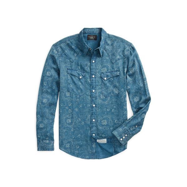 Slim Fit Bandana Linen Western Shirt RRL 1