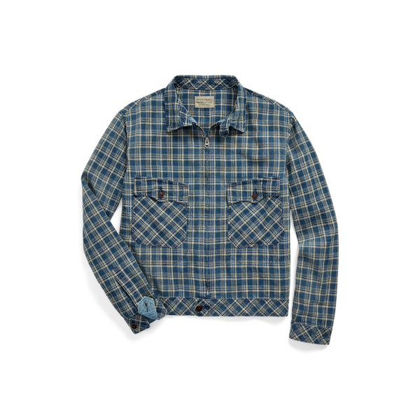 Indigo Checked Linen-Cotton Jacket RRL 1