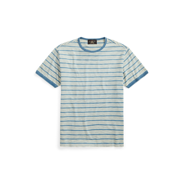 Indigo gestreept jersey T-shirt met bies RRL in 1