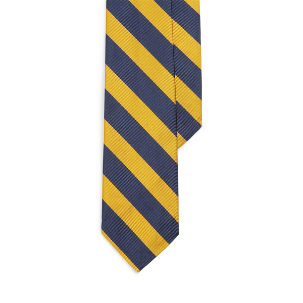 Navy/Gold Striped Silk Repp Narrow Tie Polo Ralph Lauren 1