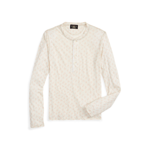 Gebl&uuml;mtes Leinen-Baumwolljersey-Henley RRL in 1