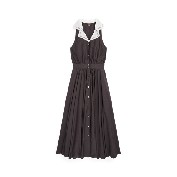 Robe col contrast&eacute; voile de coton RRL en 1