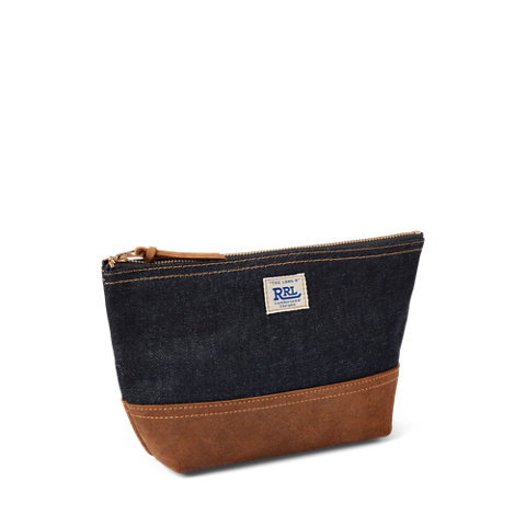 Мужская сумка Ralph Lauren Suede-Trim Indigo Denim Pouch, цвет: Индиго