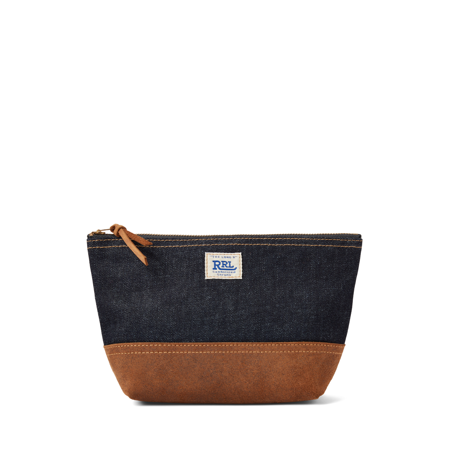Мужская сумка Ralph Lauren Suede-Trim Indigo Denim Pouch, цвет: Индиго — фото 4