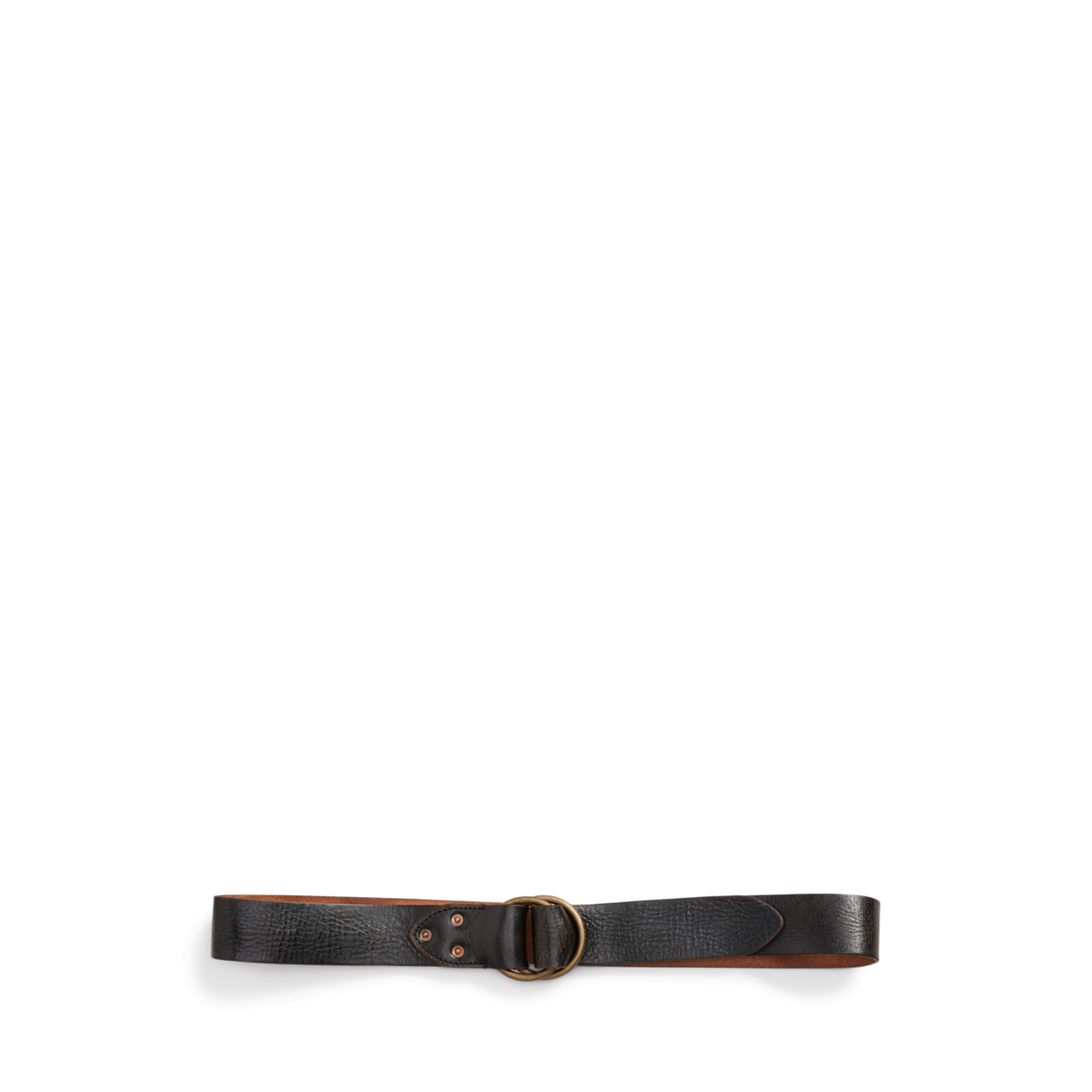 Мужской ремень Ralph Lauren Leather Double–O-Ring, цвет: Чёрный коричневый — фото 1