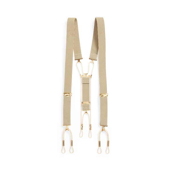 Cream/Olive Striped Stretch Braces RRL 1