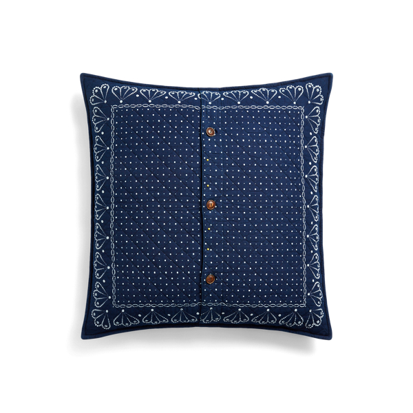 Quilted Indigo Bandanna-Print Pillow